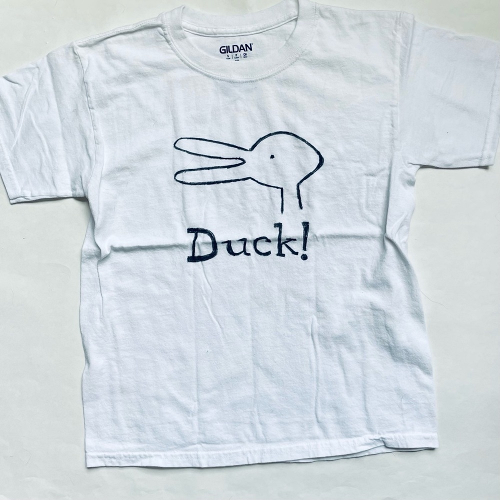 Custom Duck! Rabbit! Picture Book Cotton Tee Shirt Small